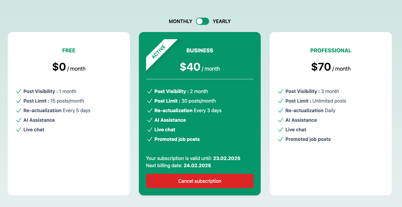 Active subscription